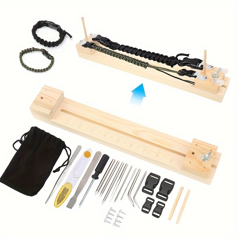 

Wooden Paracord Bracelet Maker Kit: 13.8in Jig With 11pcs Stainless Steel Weaving Needles, Diy Bracelet Crafting Set With Accessories And Storage Bag