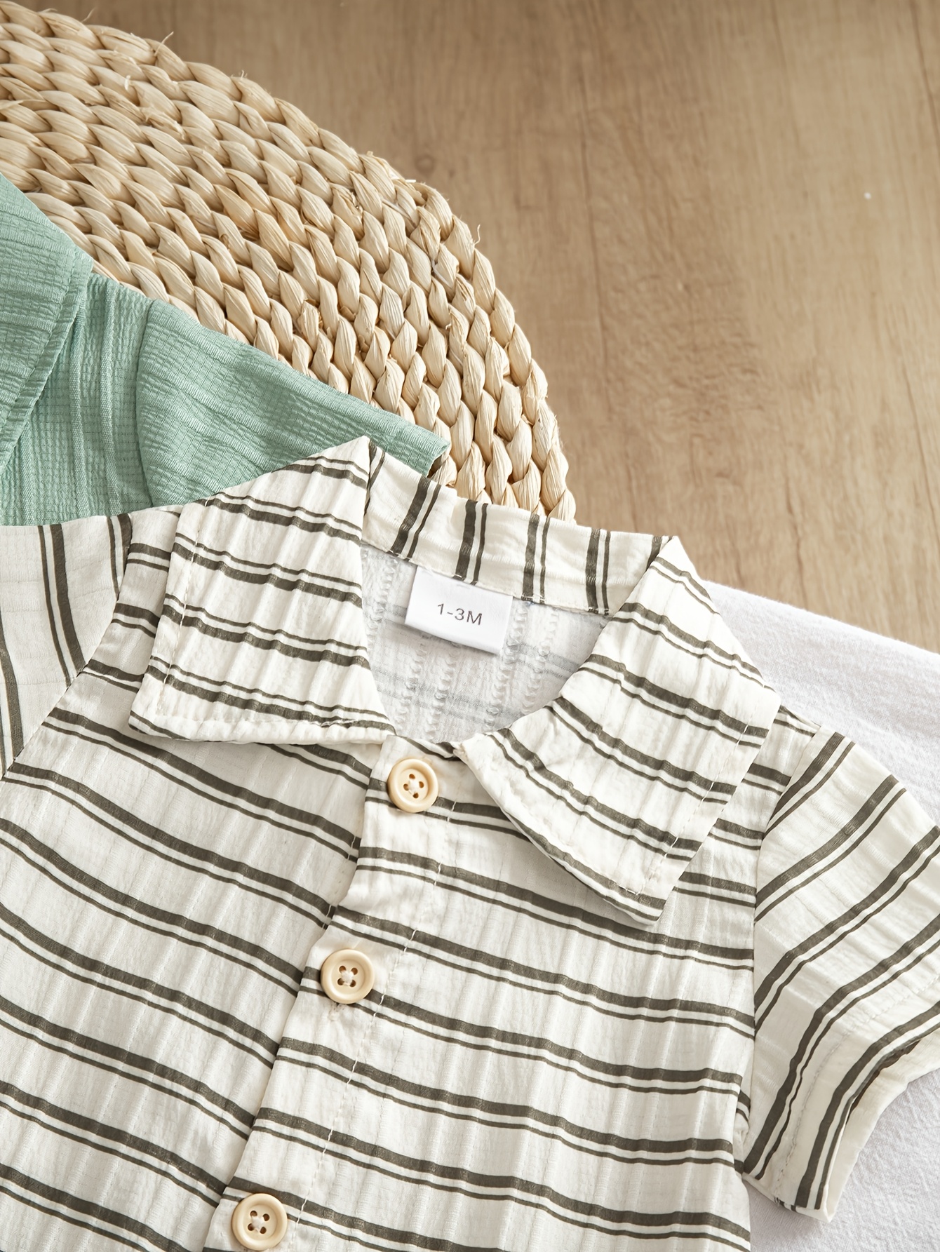 Baby boy striped shirt close-up
