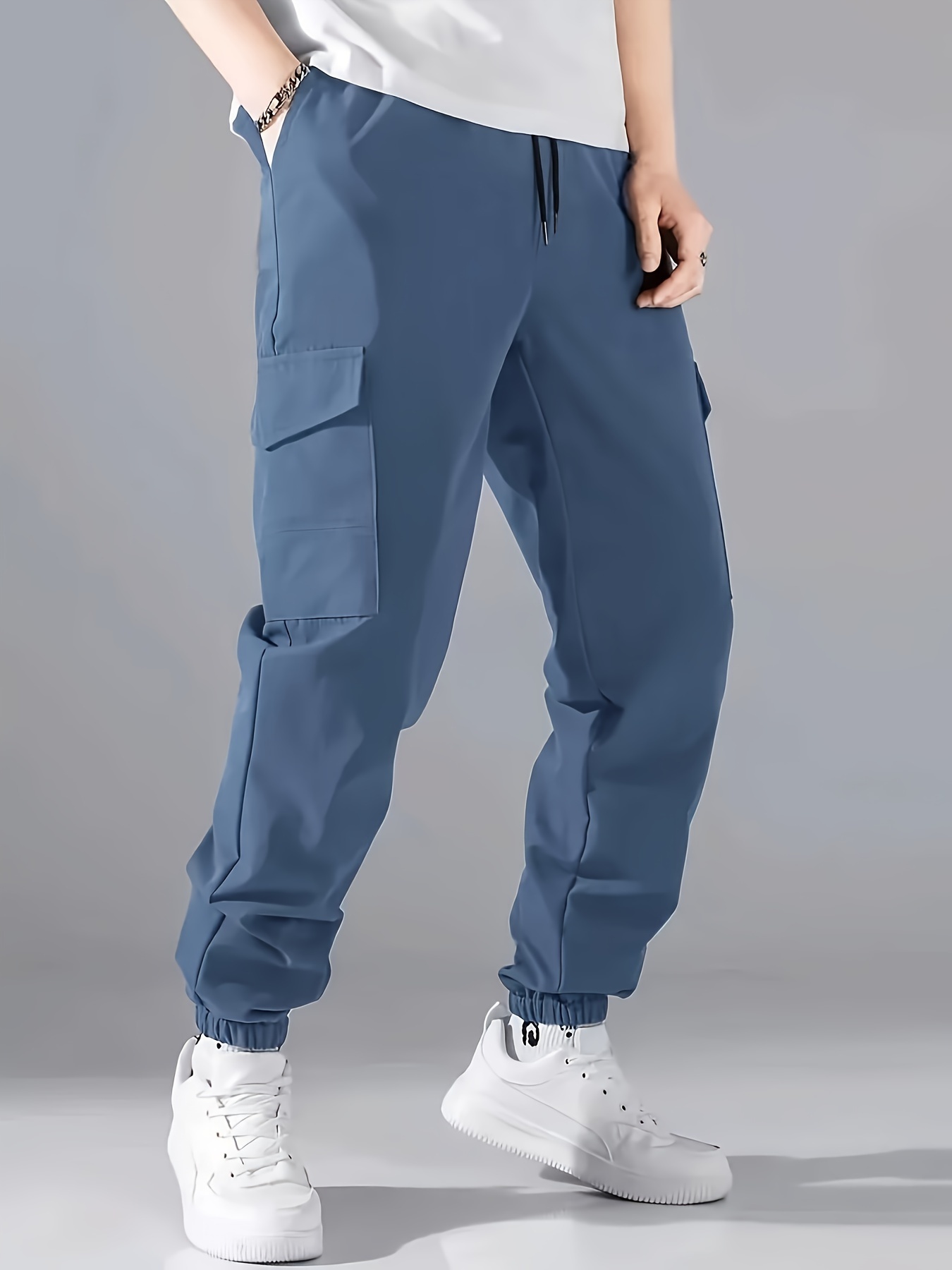 3pcs *'s Multi-Pocket Street Loose Drawstring Work Pants