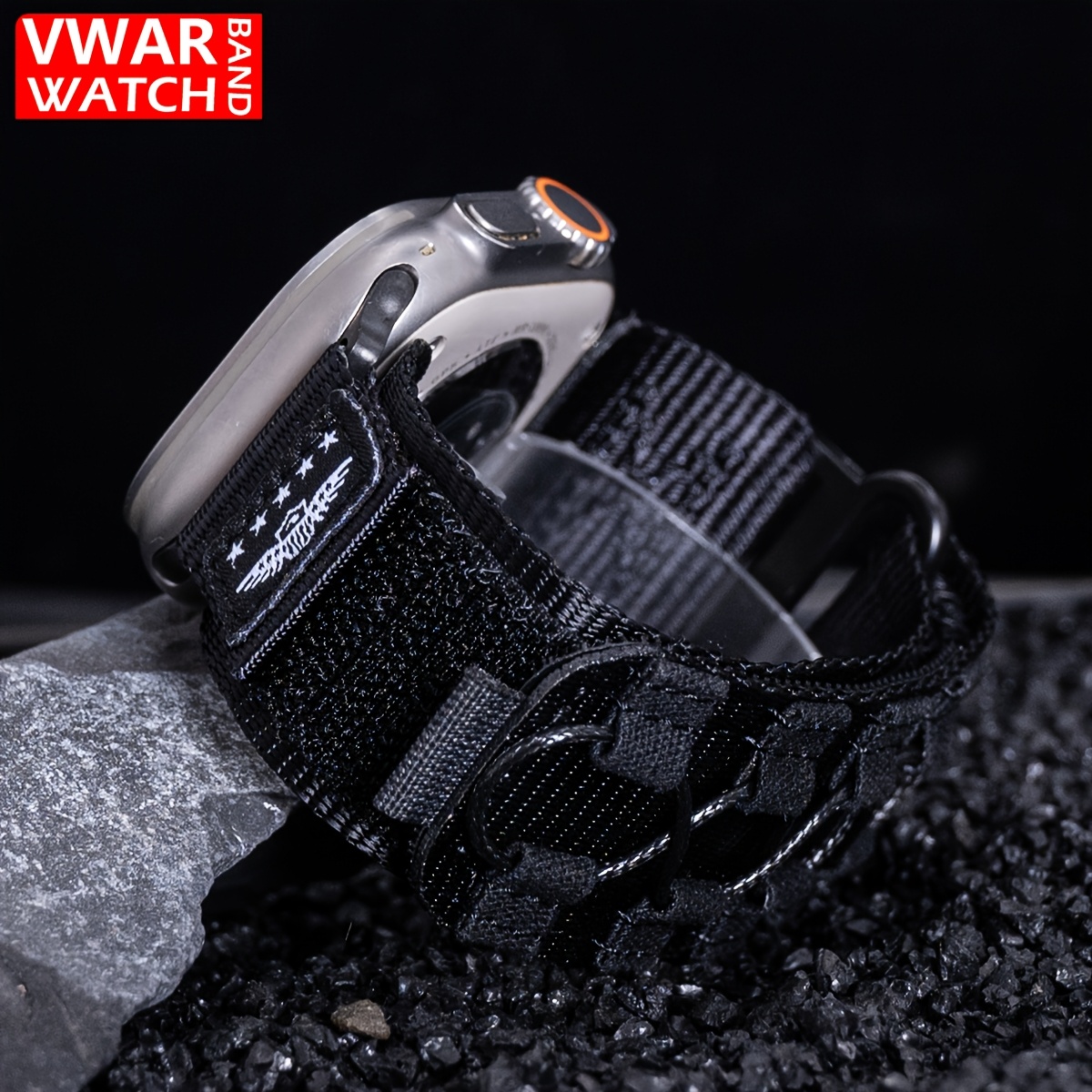 Image of Vwar Tactical Nylon Strap For Watch Ultra 2 Band For Men 49mm For Iwatch Bands 46mm 45mm 44mm Men, Nylon Rugged For Watch Ultra 2/1 Series 10/9/8/7/6/5/4/se/se2