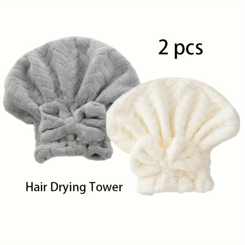 

Hair Drying Towels Head Wrap With Bow-knot Shower Cap Hair Turban Hairwrap Bath Cap For Curly Long & Wet Hair Gift For Women Hair Towel Wrap For Women 2pack