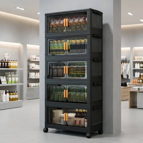 item picture life heavy duty foldable storage cabinet with wheels collapsible mobile shelving unit multi tier rolling cart suitable for home bathroom medicine cabinet stackable plastic shelving unit with foldable panels for small spaces