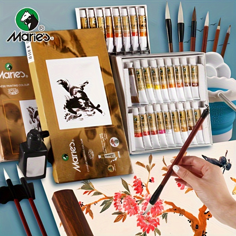 

Marie's Chinese Painting Pigment 12 Colors 18 Colors 24 Colors 36 Colors 0.41oz Chinese Painting Single Box Beginner School Students Painting Supplies Brush Tool Material Meticulous Painting