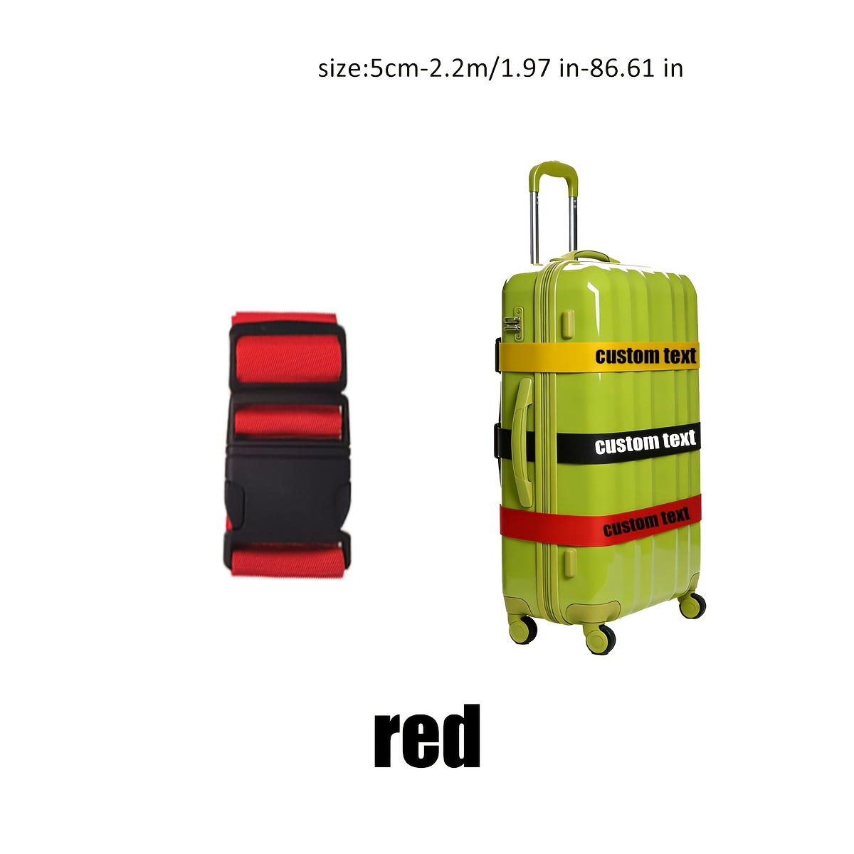 TEMU 1pc Custom Embroidered Name/text Luggage Packing Strap, Anti-theft Suitcase Tie- Strap For Securing Luggage