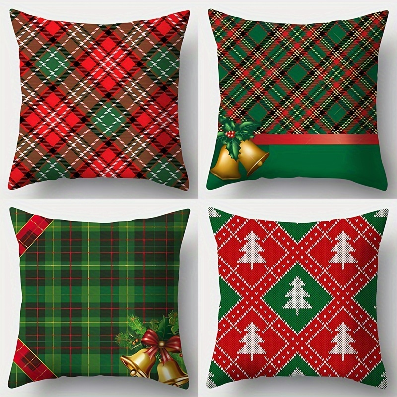 

4pcs Christmas Pillow Covers - Single Side Print, 17.72 X 17.72 Inches, Soft Decorative Pillowcase For Bedroom, Living Room, Sofa, And Home Decor - Excluding Cushion