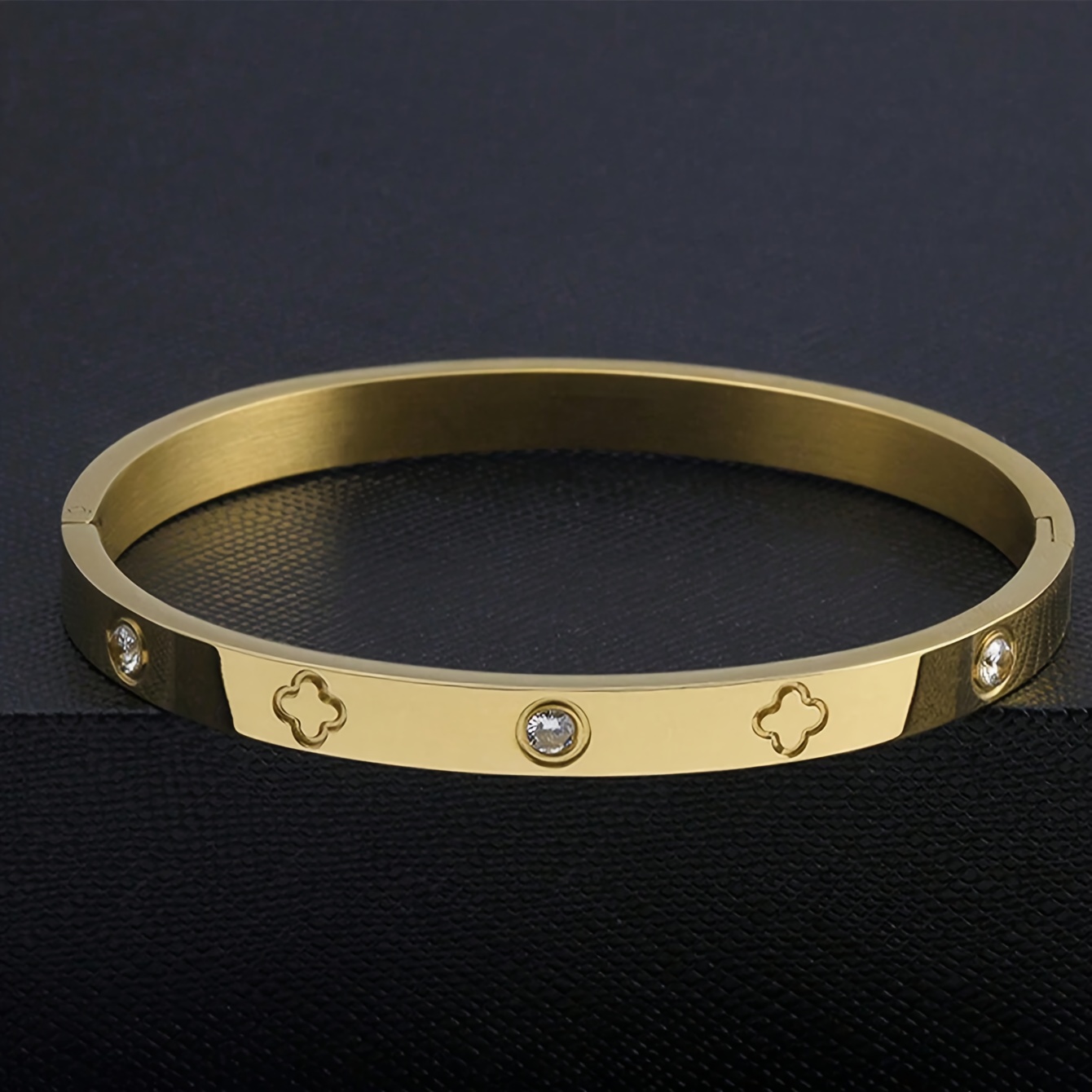 Stainless Steel Lucky Four-Leaf Clover Bracelet