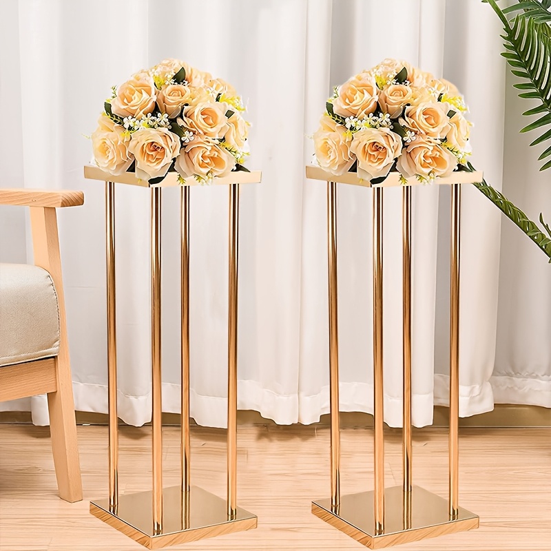 

4pcs/2pcs Flower Vase For Wedding Party Centerpiece, Metal Golden Cylinder Display Pedestal For Wedding Ceremonies, Birthday Parties, Christmas, Halloween, New Year