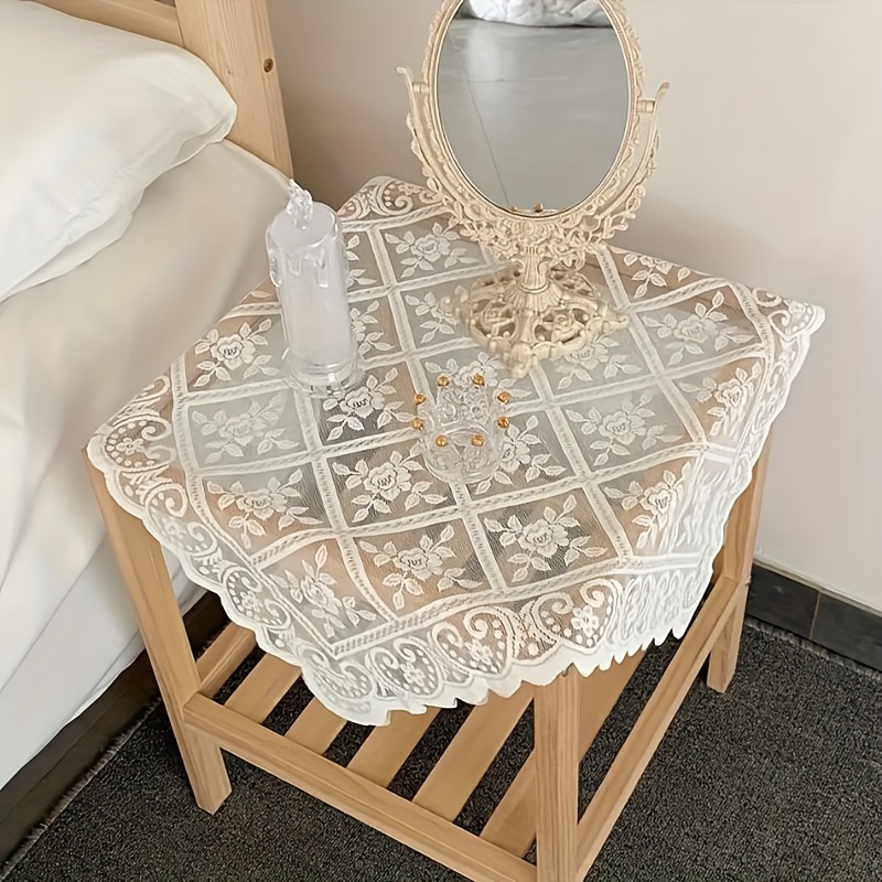 

1pc/5pcs Vintage Lace Tablecloth - Washable Semi-transparent Macrame Linen Napkin - Argyle Polyester Square Table Cover For Picnic, Camping, Birthday, Thanksgiving - Home & Kitchen Dining Decor