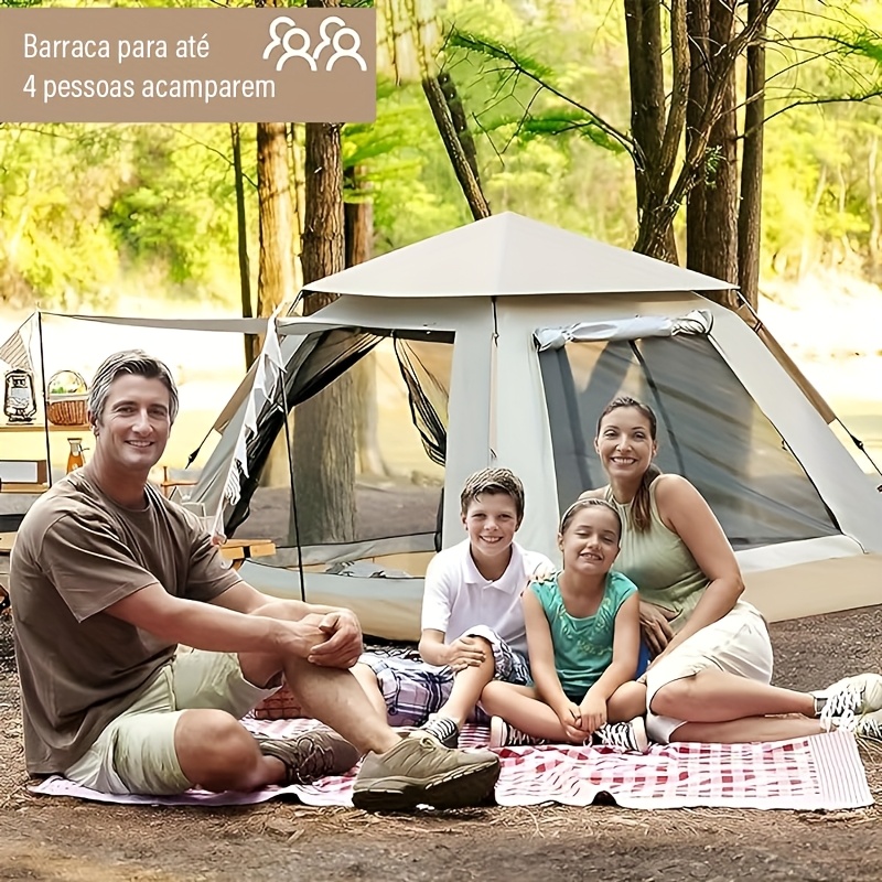 automatic -up camping tent - 2-in-1 portable tent with floor, interior for , road trips, beach - easy setup, beige camping shelter for 3- , door, durable fabric, Product details 1