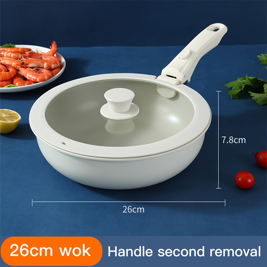 aluminum non stick cookware set multi purpose detachable handle pot and pan set versatile     steam pots with ceramic coating for induction cooktops details 9