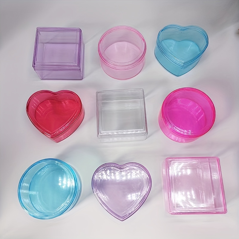蓋付きのハート型透明プラスチック収納ボックス マルチカラーの