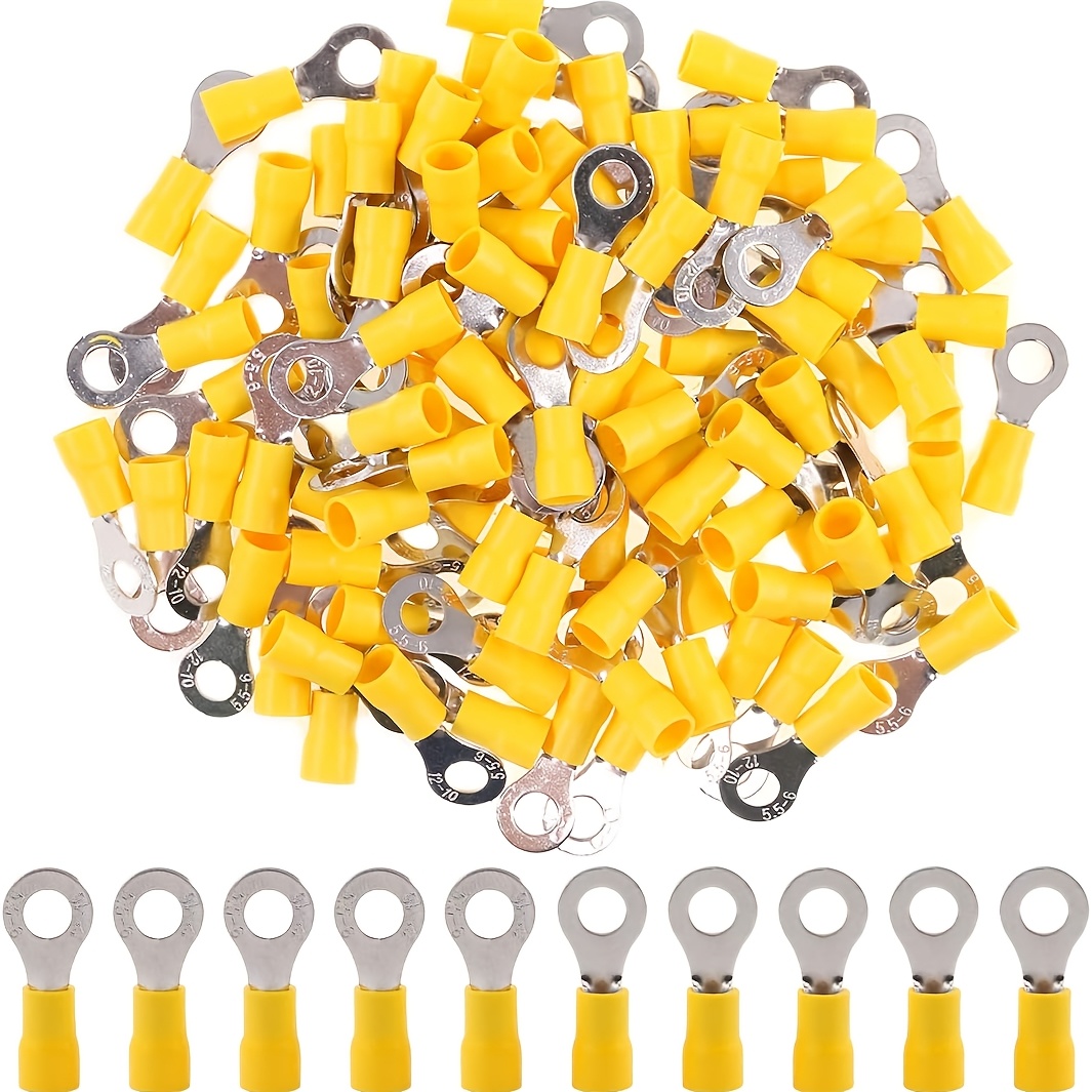 TEMU 100pcs Yellow Ring Crimp Terminals Rv2-6 Quick Connect Insulated Wire Connectors