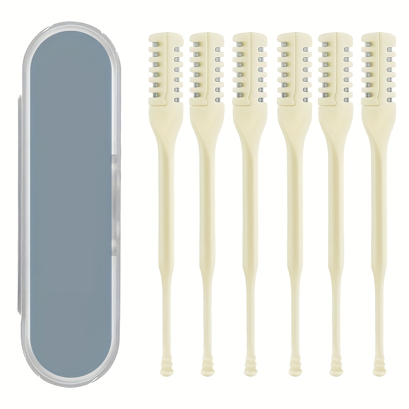 TEMU 6pcs Upgraded 2-in-1 Double-ended Nose Hair Knife Manual Rotation Shaving And Shaving Trimmer Nose Hair Cleaning Knife Used For Men And Women