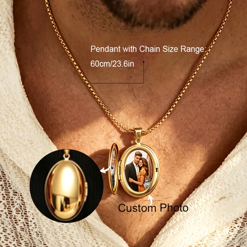 Customizable Stainless Steel Photo Heart Pendant Necklace