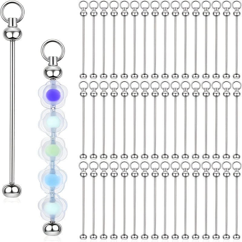 TEMU 50pcs Blank Beaded Keychains For Making, Key Rings With Detachable Keychain Rods, Suitable For Backpack Decor Charms, Diy Pendant Accessories