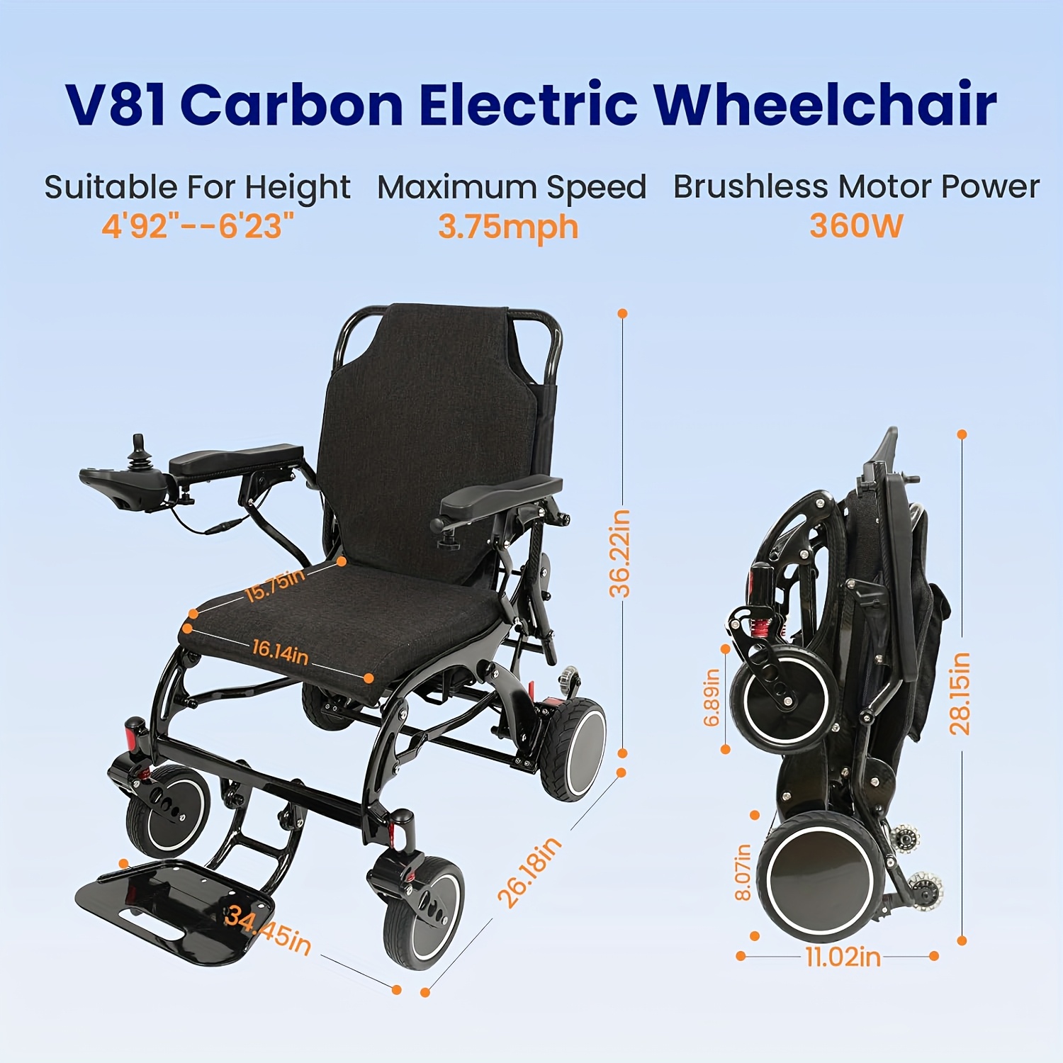 v81 carbon fiber lightweight power wheelchair durable   for adults Product details 8