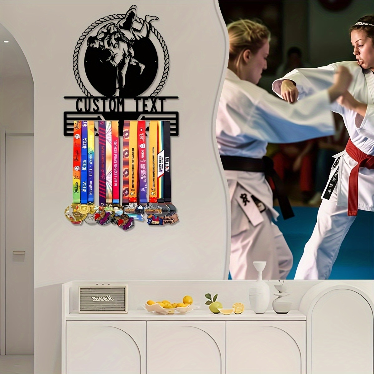 TEMU 1pc Custom Metal Brazilian Jiu-su Medal Hanging Rack, Personalized Metal Medal Display Rack, Hanging Racks For Hanging Medals And Clothes Hats,