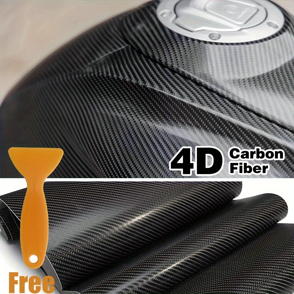 

4d Carbon Fiber Vinyl Wrap For Cars & Motorcycles - 50x200cm, -resistant Pvc Film With Free Scraper, Change, Interior Protection