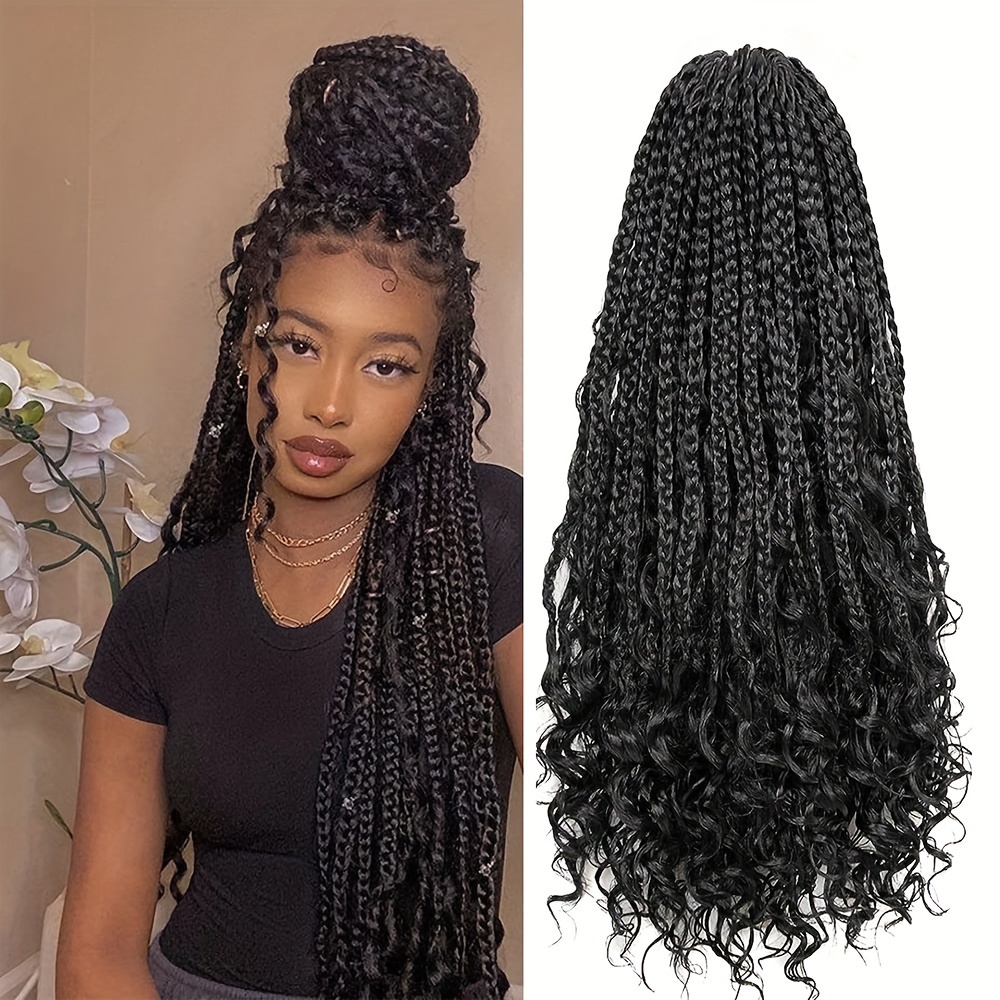 14 Inch 6 Packs Boho Box Braids Crochet Hair with Curly Ends