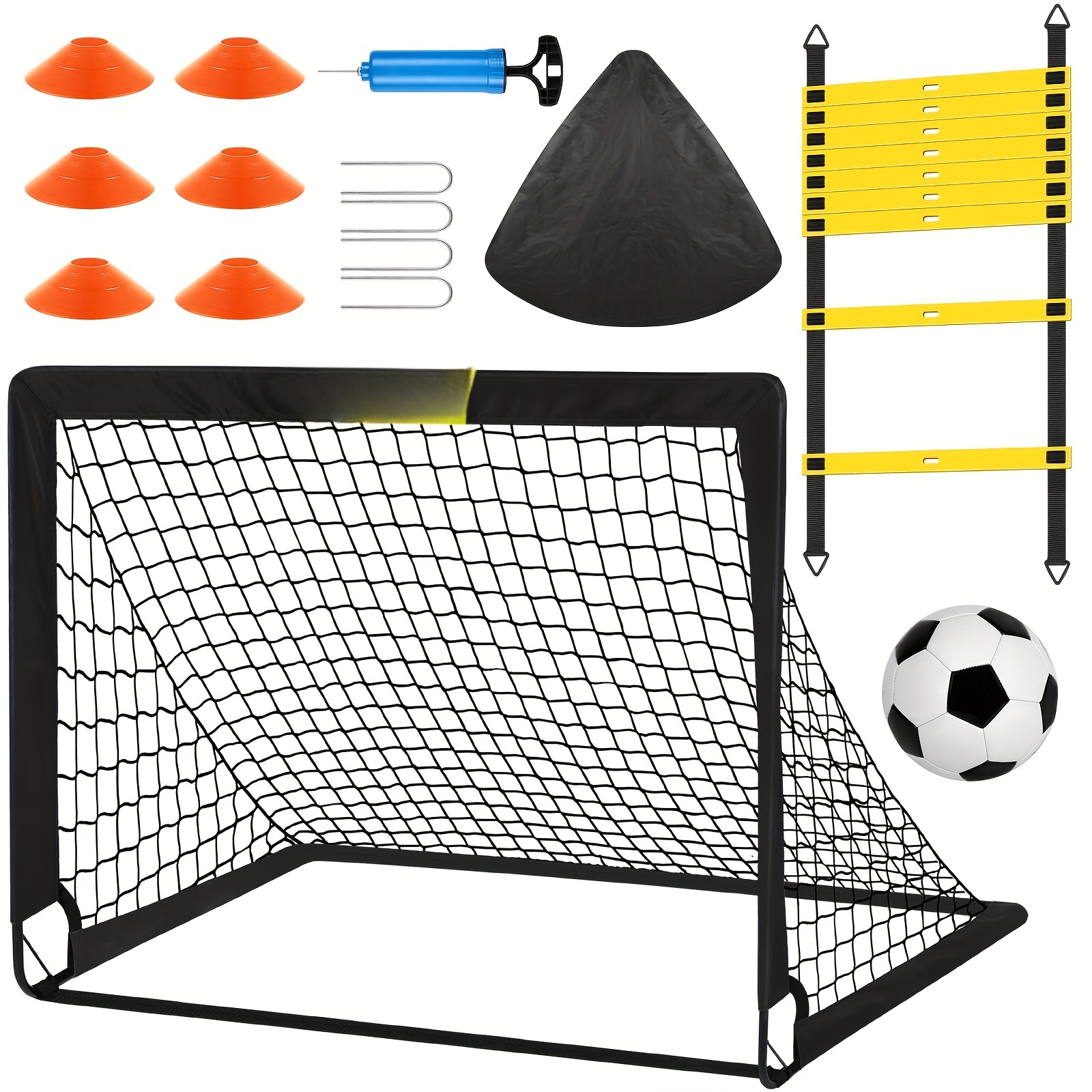 

Portable Soccer Set, Includes 1pc Soccer , 1pc Soccer Ball, 12pcs Training Cones, Agility Ladder, And A Pump