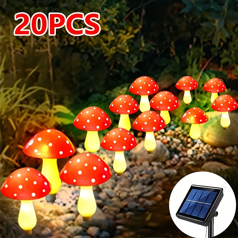 Ground Plug Mushroom Lights [8/12/20pcs Solar Mushroom Lights] Outdoor Stake Lights With 8 , Solar Mushroom Lamps For Courtyards, , , And Lawns, Lights, Gift
