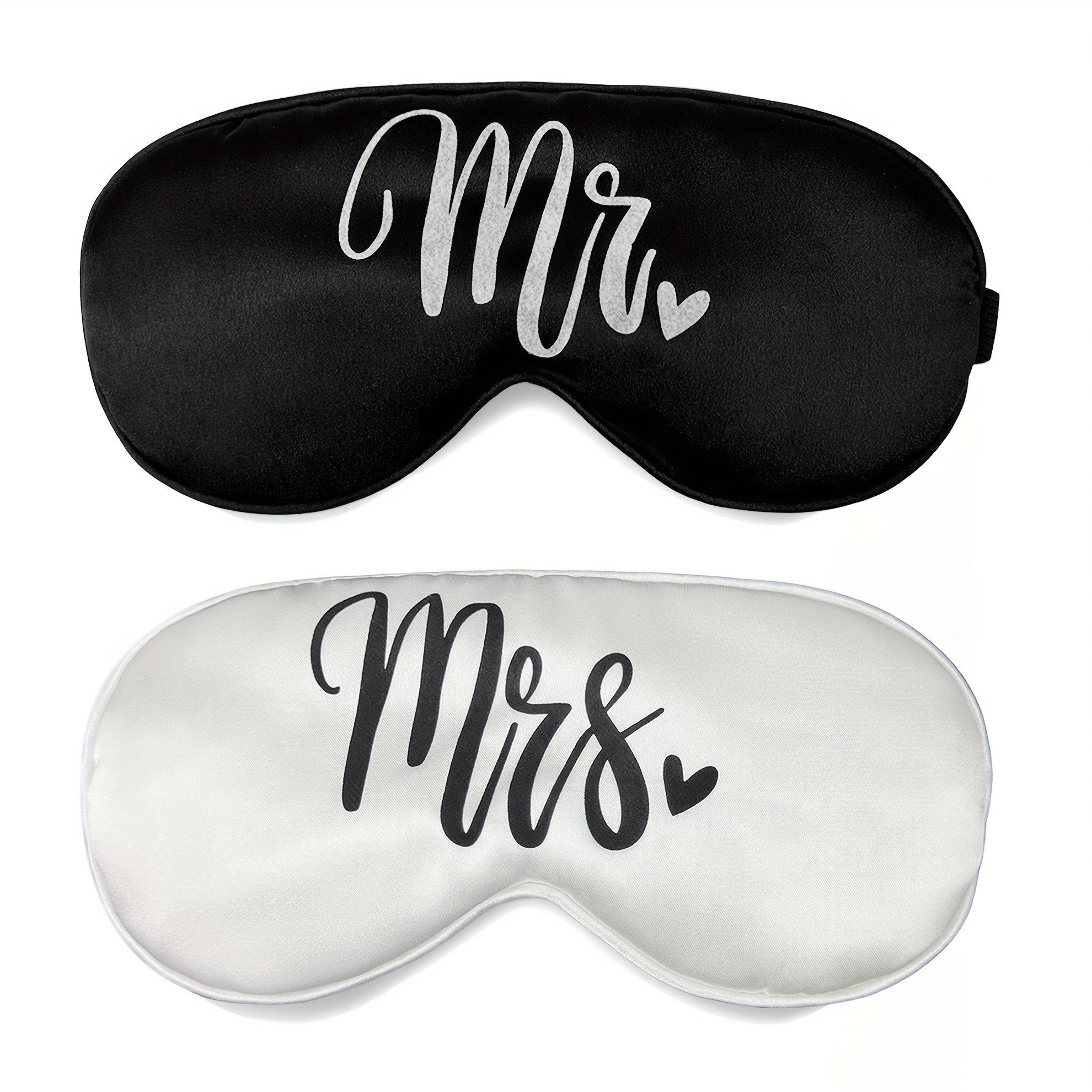 Image of Printed Silkly Sleep Mask Set, With Adjustable Elastic Band, Comfortable Light-blocking Eye Cover For Couples, Bride And Groom, Newlywed Gifts, Perfect For Wedding Anniversary & Honeymoon Gift