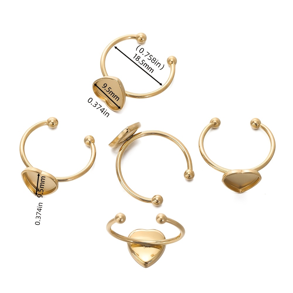 TEMU 5pcs Stainless Steel Adjustable Pad Ring Base - Jewelry Making Kits For Crafting Unique Silvery And Golden Additions - Perfect For Beginners And