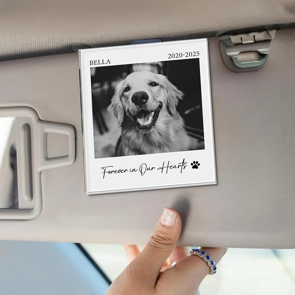 TEMU 1pc Customized Acrylic Dog Photo Memorial Visor Photo Clip, Pet Photo Visor Clip, Dog Lover Sympathy Gift, Pet Loss Keepsake, Gift For Dog Dad