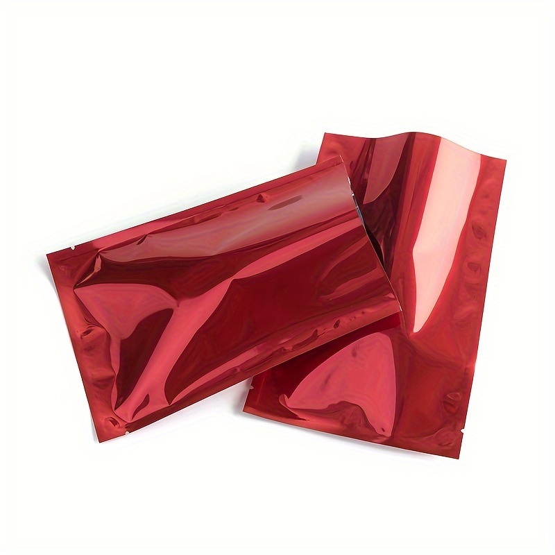 

100pcs, Color Aluminum Plated Flat Mouth Red Three-sided Seal Blackout Privacy Bag Blind Bag, Double-sided Opaque Mask Bag Mask Powder Packaging Bag, Powder Liquid Sub-packaging