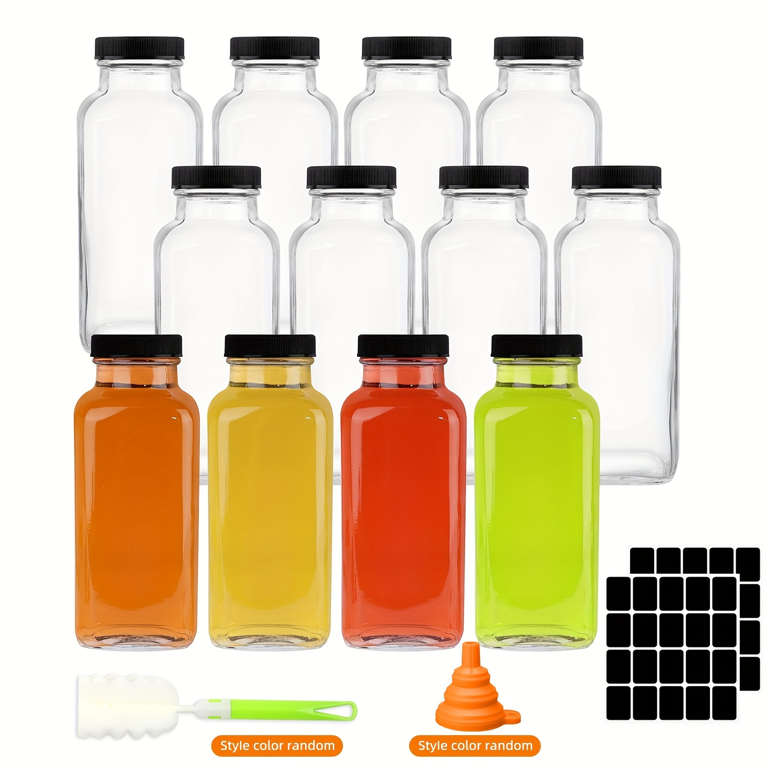 

12 Pcs Water Bottles , 12oz Bottles, For Storing Juices, , Beverages, And (labels And Included), 6in