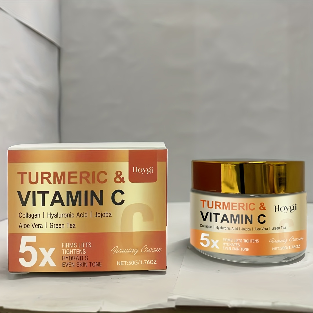 TEMU Turmeric Vitamin C Firming Cream - Adult Moisturizer For Men And Women With Jojoba Oil, Aloe Vera Extract, Vitamin C - For Types, Acid For Moisturizing, Firming And Evening Tone