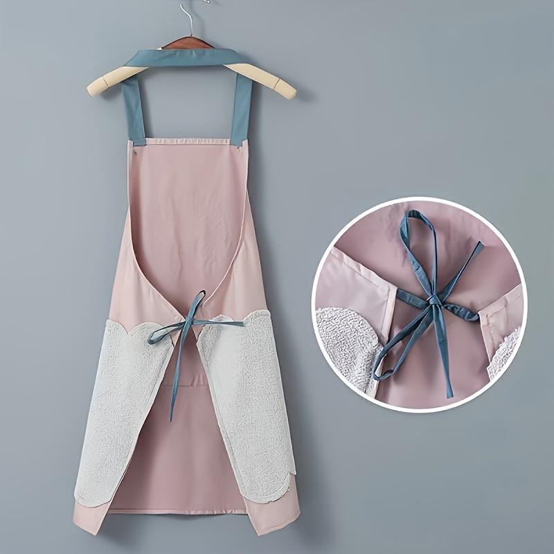 1pc cute rabbit   kitchen apron waterproof oil resistant with hand wipe pocket   pvc material   cooking gardening household use easy to clean no battery needed apron for kitchen details 3