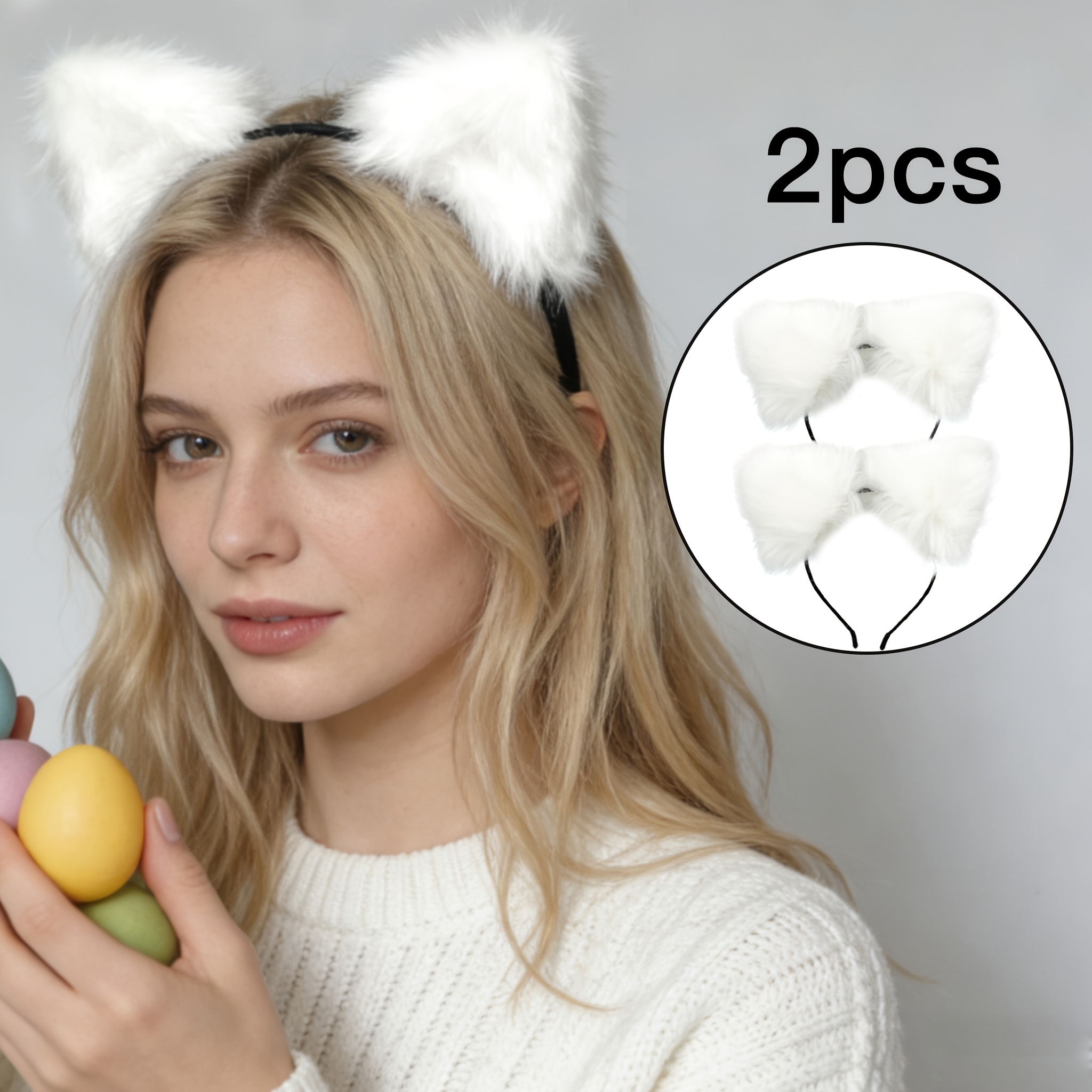 E-shop 2 Stück Niedliche Plüsch Fuchs Katzenohren Stirnband Cosplay Rollenspiel Damen Verkleidung Kopfbedeckung
