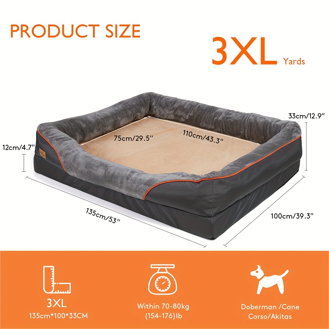 TEMU Cuccia per cani in memory foam L/XL/XXL/XXXL, ortopedico animali domestici, tappetino imbottito lavabile con cuscino e rimovibile per cani di