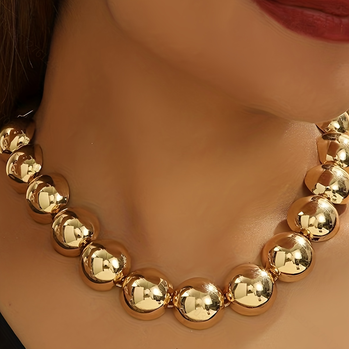 TEMU 1pc Women's Fashion Elegant Necklace | Middle Eastern Easy Geometric Round Shiny Design, Versatile For Daily Wear And Gifts, Suitable For