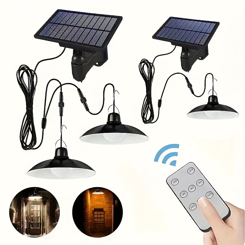 T-SUN Solar Shed Light 2 Pack Solar Pendant Lights Outdoor Indoor Solar