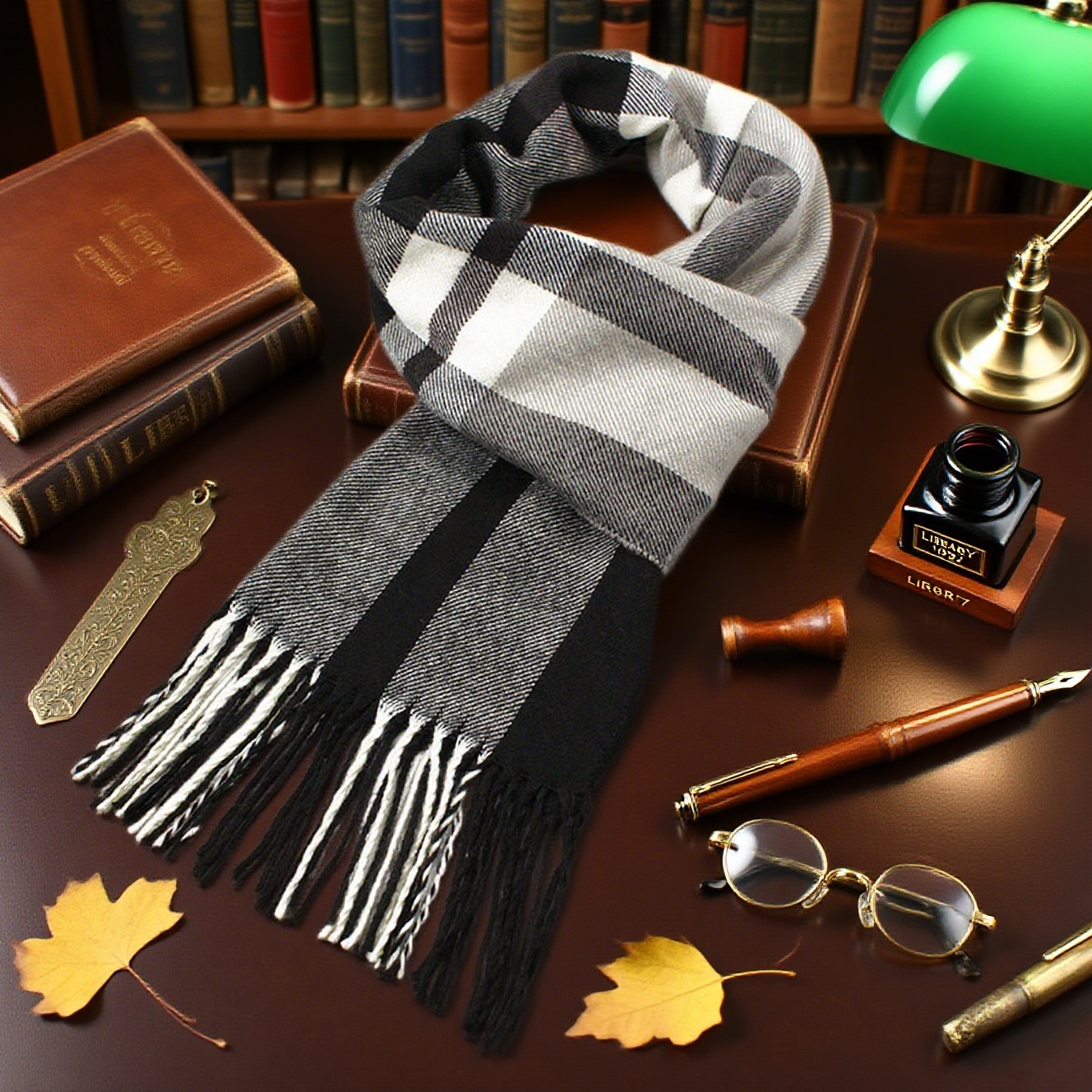 Écharpe à carreaux pour homme, hiver chaud et doux, motif tartan classique noir et blanc, couverture et châle polyvalents pour l'automne, l'automne et l'hiver, lavable en machine, cadeau de Noël, d'Action de Grâce et du Nouvel An pour lui, accessoire confortable et durable pour les tenues décontractées et formelles.