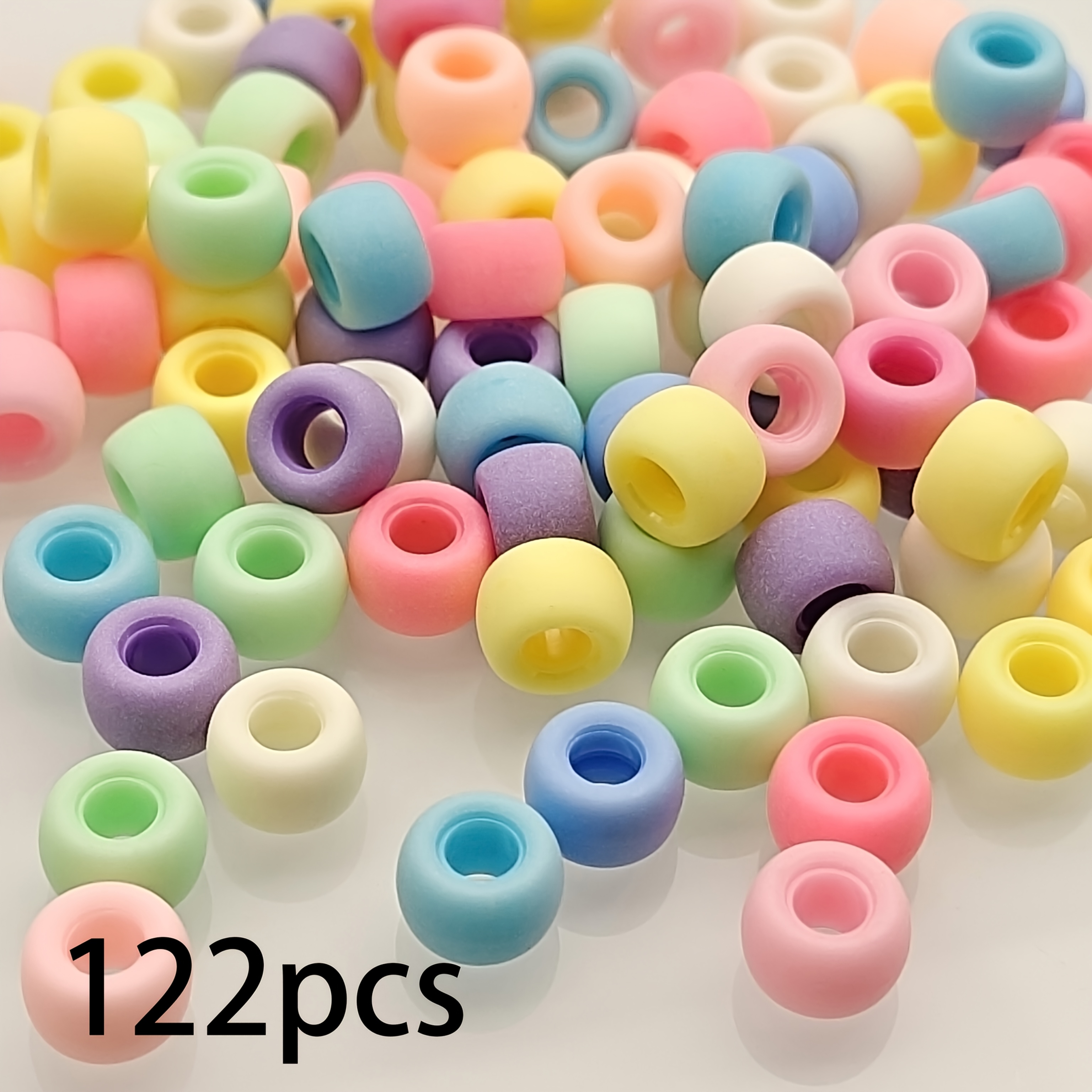 TEMU 122pcs Perles acryliques 10mm, Perles à grand trou, Perles d'espacement, Matériaux de bijoux, de bijoux, , Fournitures décoratives, Ajouts de