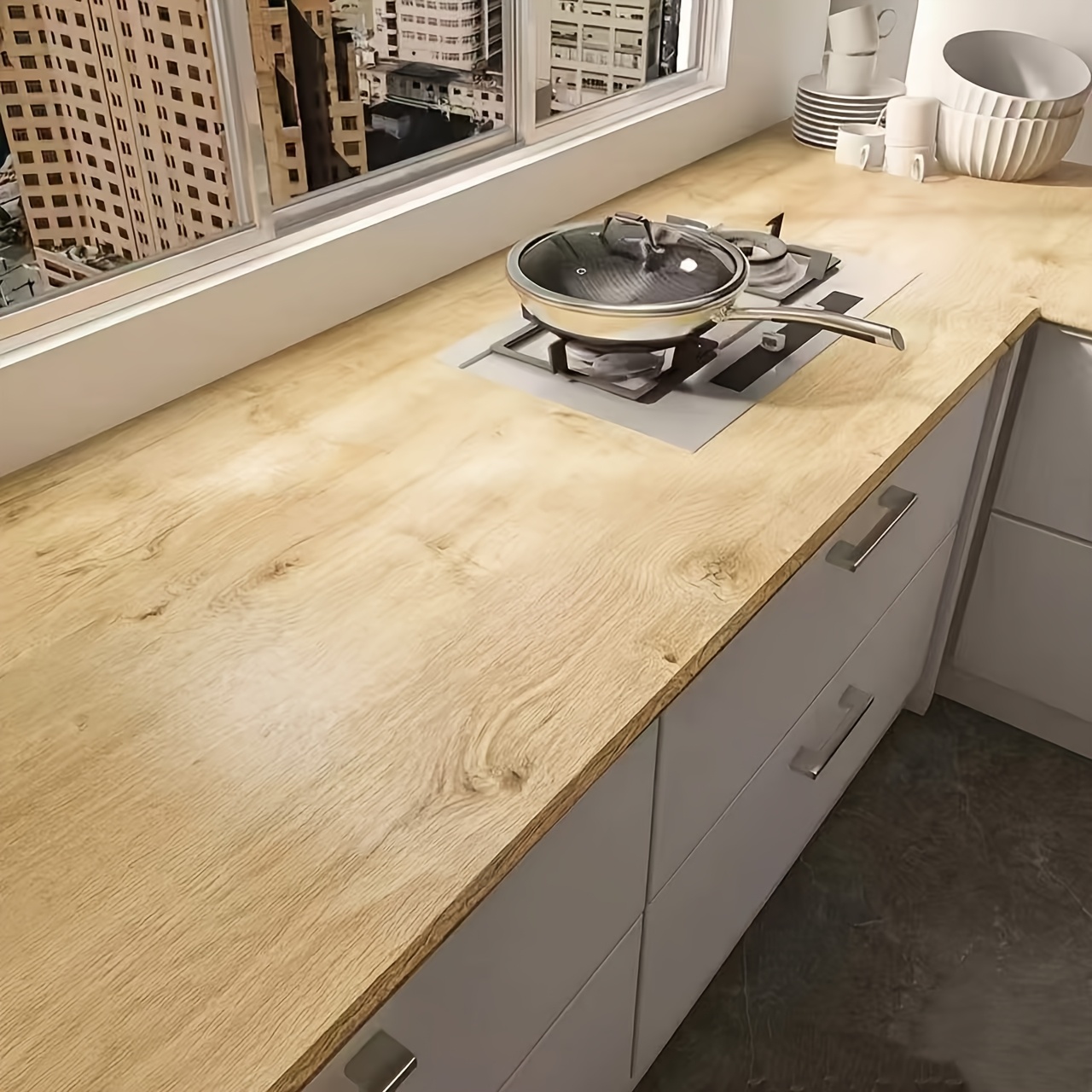Image of Self-adhesive Wood Grain Vinyl Wallpaper - Waterproof, Easy To Apply And Remove, Suitable For Kitchen Countertops And Furniture Renovation, Brick And