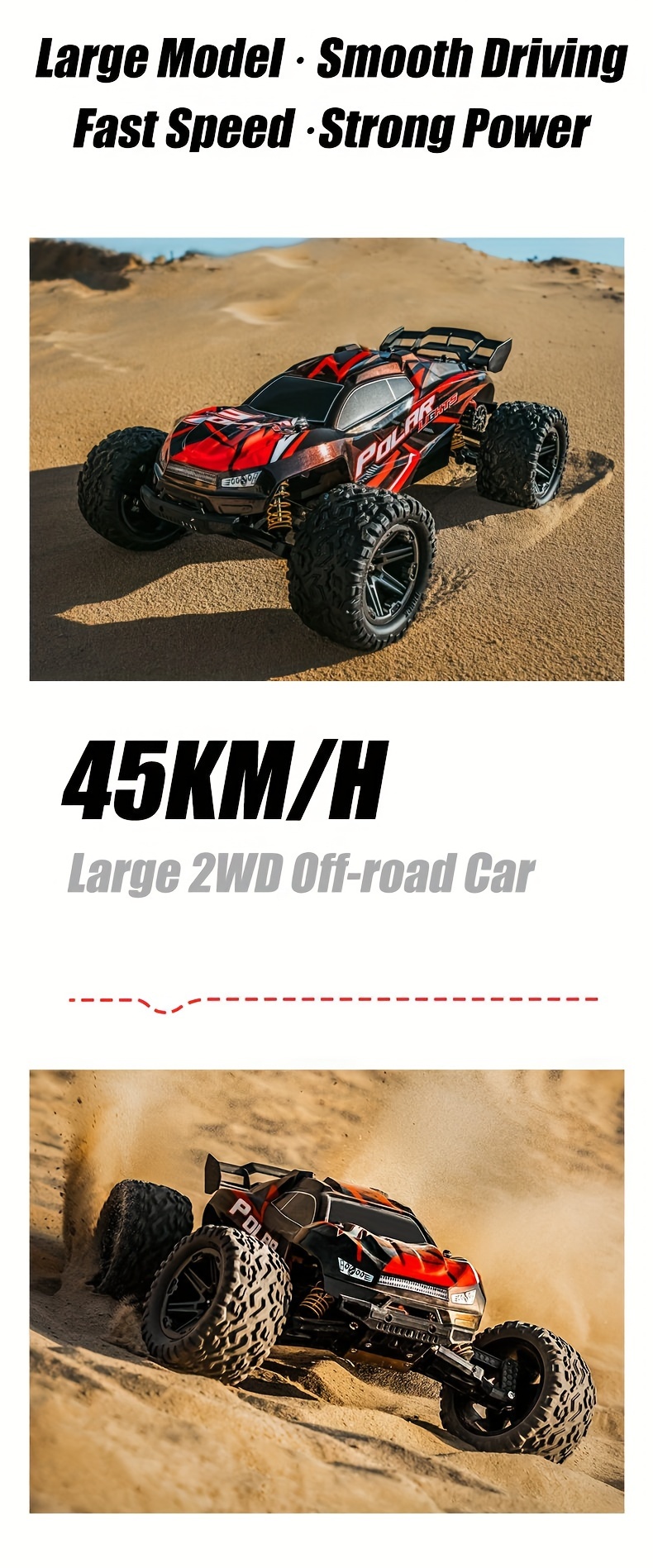 all terrain high speed off road rc car 70km h 150m remote control distance 2 4ghz remote control outdoor sports racing drifting 7 lighting modes carbon brush motor birthday gifts details 3