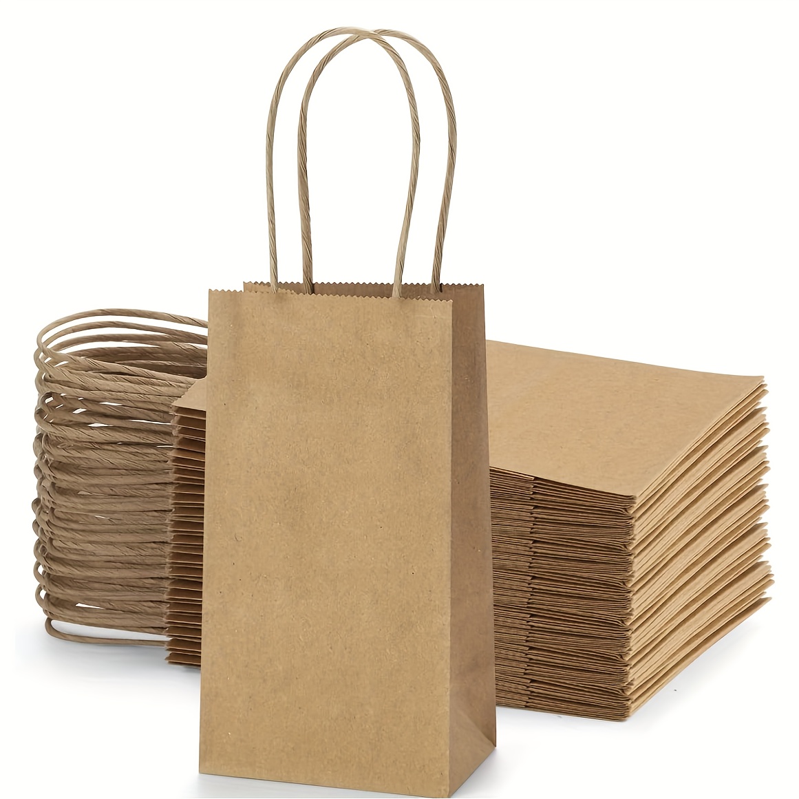 

30/60pcs, Small Brown Party Favor Bags, 6x3.5x2.4 Inches Mini Kraft Gift Bags With Handles, Candy Bags, Bulk Kraft Paper Bags Mini For Business, Shopping, Retail, Party Stuff