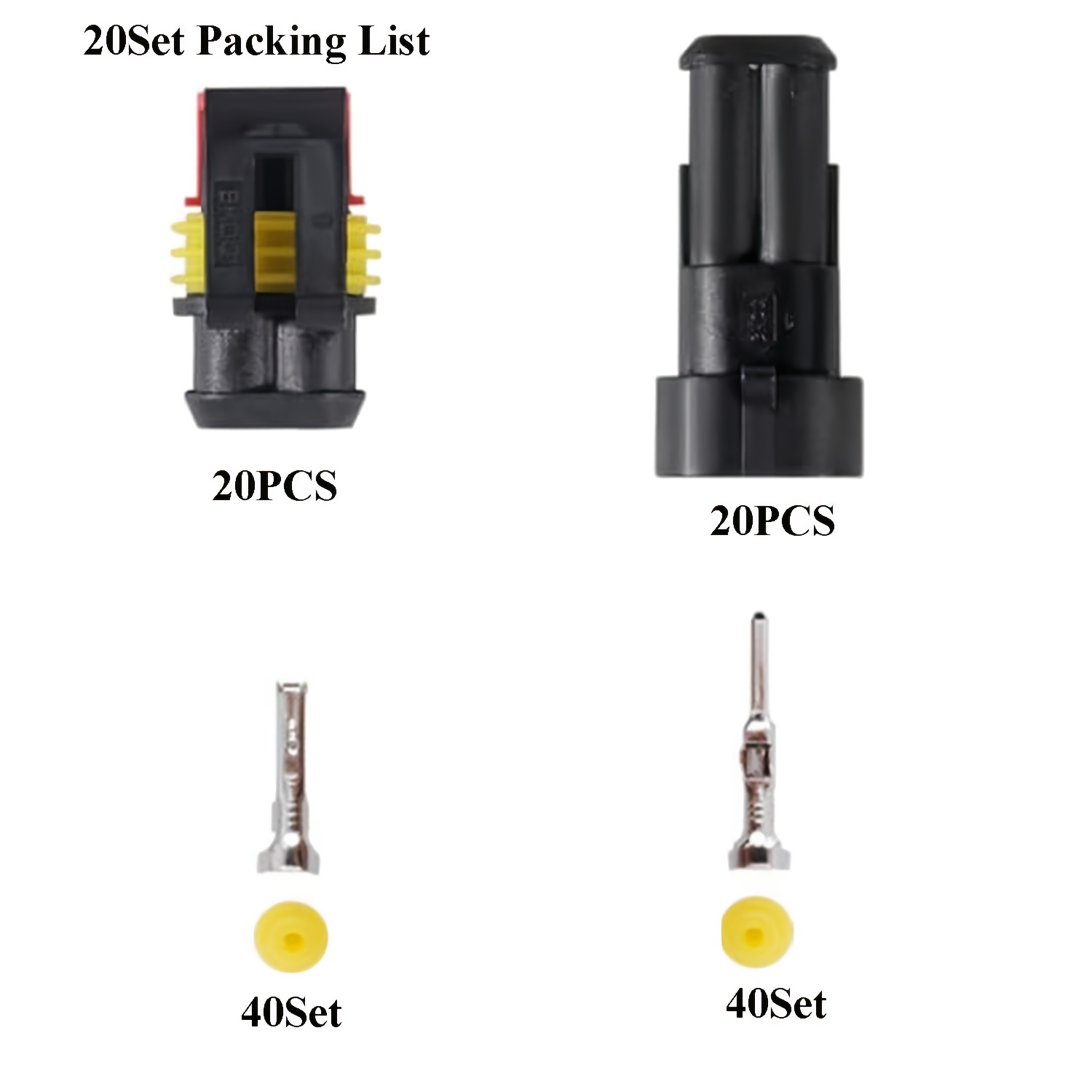 TEMU 20 Sets 2-pin Automotive Connector Terminals, Quick Connect/disconnect Electrical Wire Plug-in Terminals For Trucks, Boats, Cars, Motorcycles,
