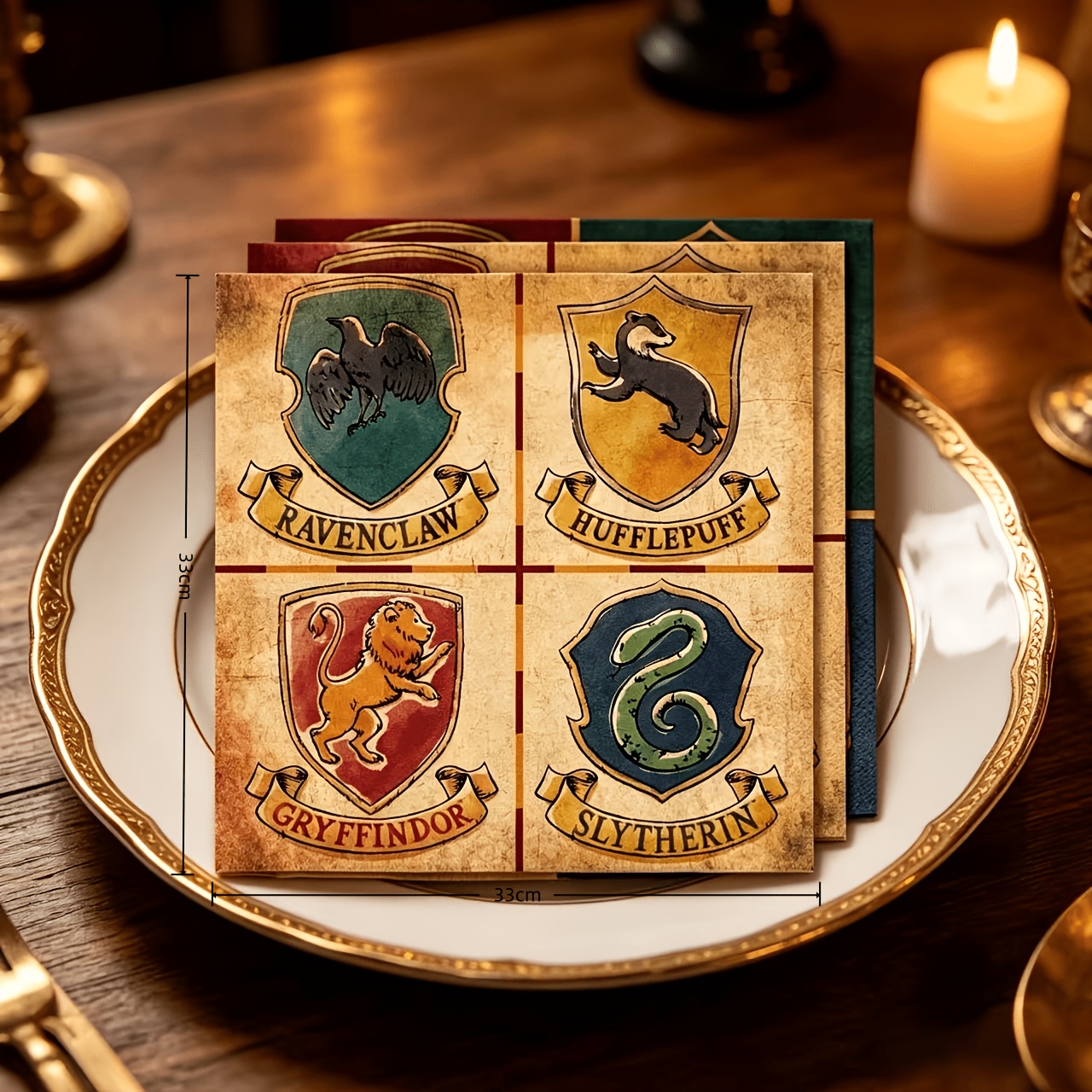 TEMU WB Warner Bros. 20 Stück Vier Häuser Cartoon-Muster Party-Servietten, Geburtstag, Belohnung, Geschenk zum Schulanfang, Weihnachtsgeschenk, für