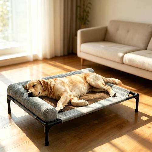 Artikelbild erhöhtes hundebett mit halbgeschlossenem umlaufendem kissen als kopfstütze, atmungsaktives netzgewebe, erhöhtes campingbett für haustiere, abnehmbarer waschbarer stoff, stabiler rahmen, erhöhtes hunderuhrbett für kleine, mittelgroße große hunde, für schlafzimmer im innenbereich, hinterhof im freien