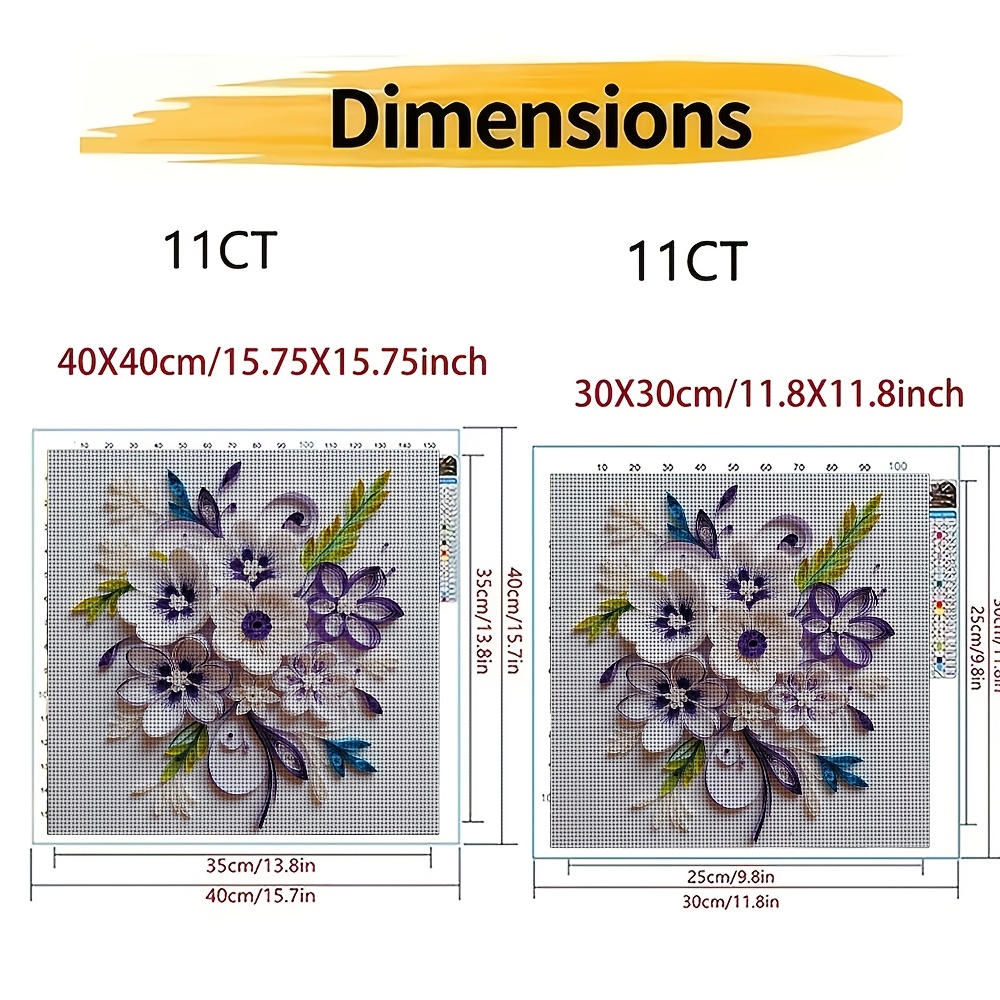 DIY Cross-Stitch Printed Kit with Quilling Floral Decoration Pattern, Frameless