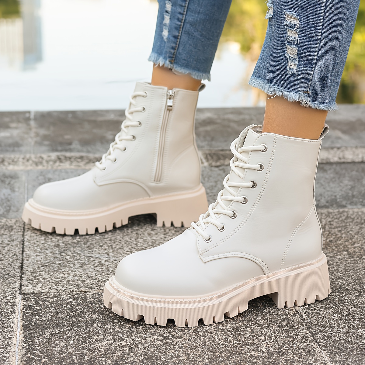 item picture womens fashionable solid color ankle boots side zipper design for easy wearing ankle boots suitable for autumn and winter wear women shoes