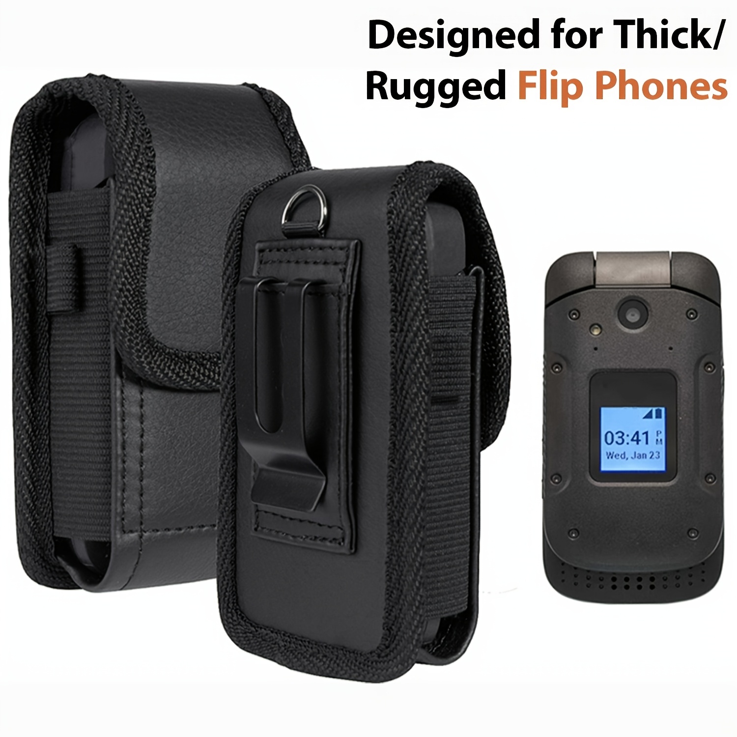 TEMU Belt Loop Flip Phone Case Waist Pouch With Belt Buckle Closure - Belted Cover Suitable For Outdoor, Gym,, | Belt- For Smartphones & Mobile