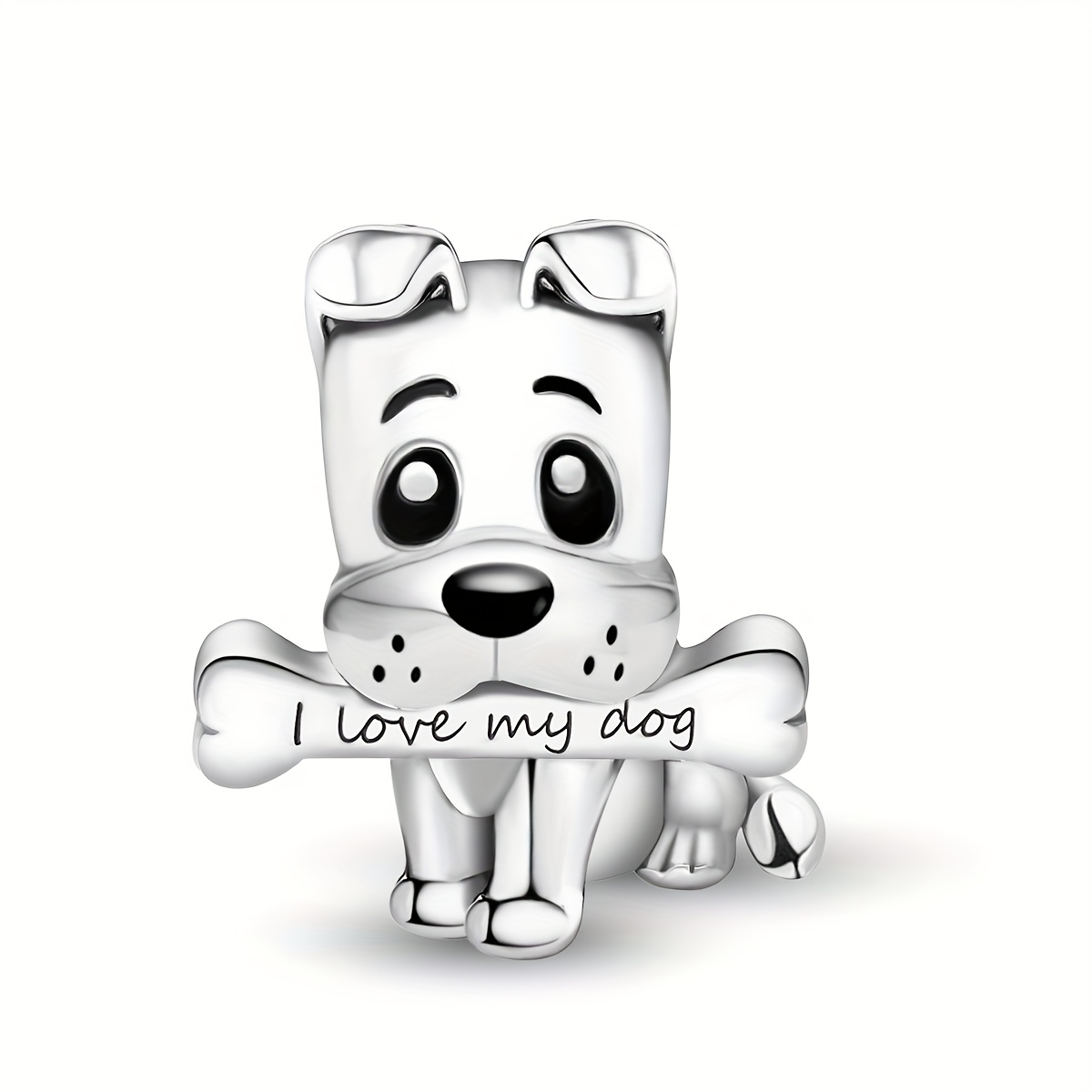 Image of 1pc Dog Pendant, 925 Silver Plated Pendant Fit Bracelet Bangle Necklace, Jewelry Making Additions Valentine's Day Mother's Day Gift For Women