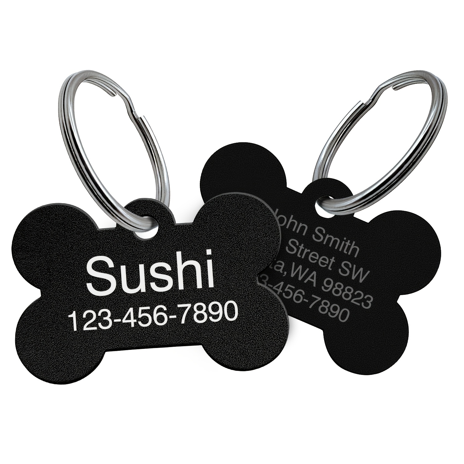 TEMU Lightweight Aluminum Alloy Dog Bone Pet Tag, Custom Engraved Name Phone Address Badge Matte End Durable Pet Identification Accessory For Small