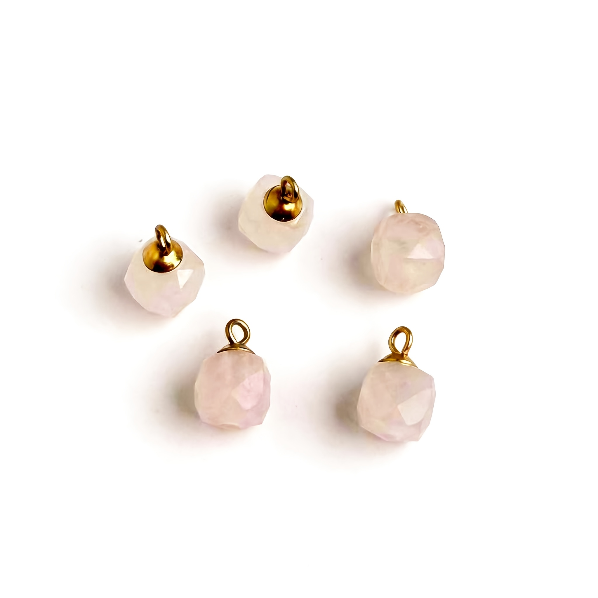 5pcs Natural Stone Square Faceted Pendant Set for DIY Jewellery